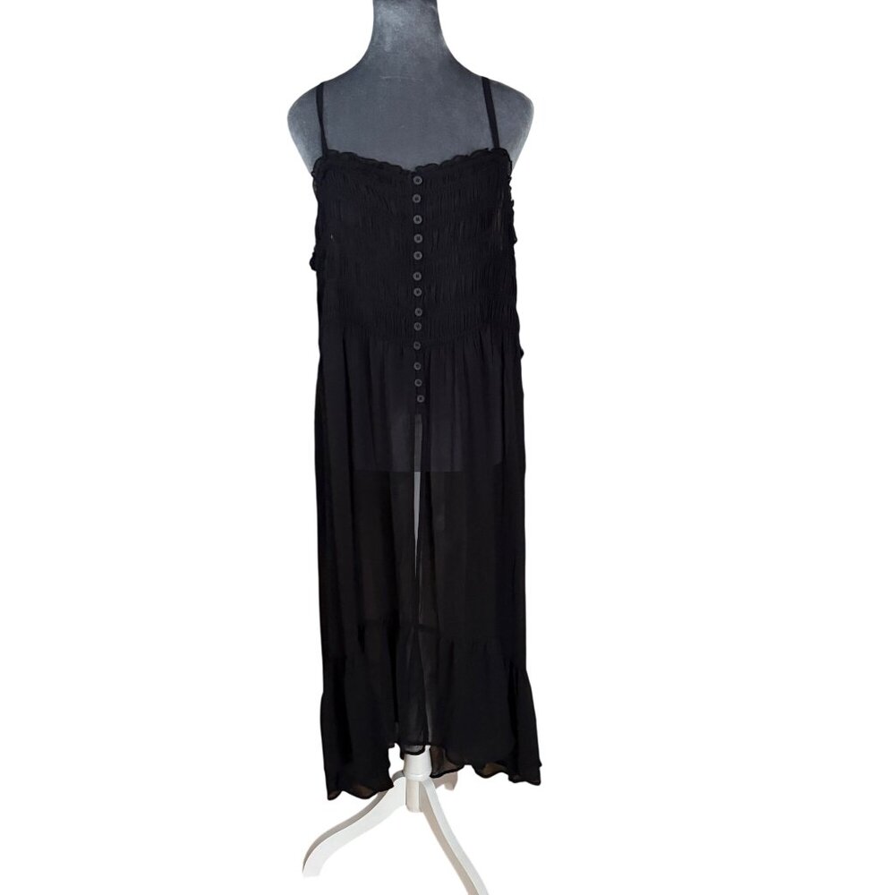Torrid Black Chiffon Button-Up Sheer Dress Tunic 2X 18-20 NWT